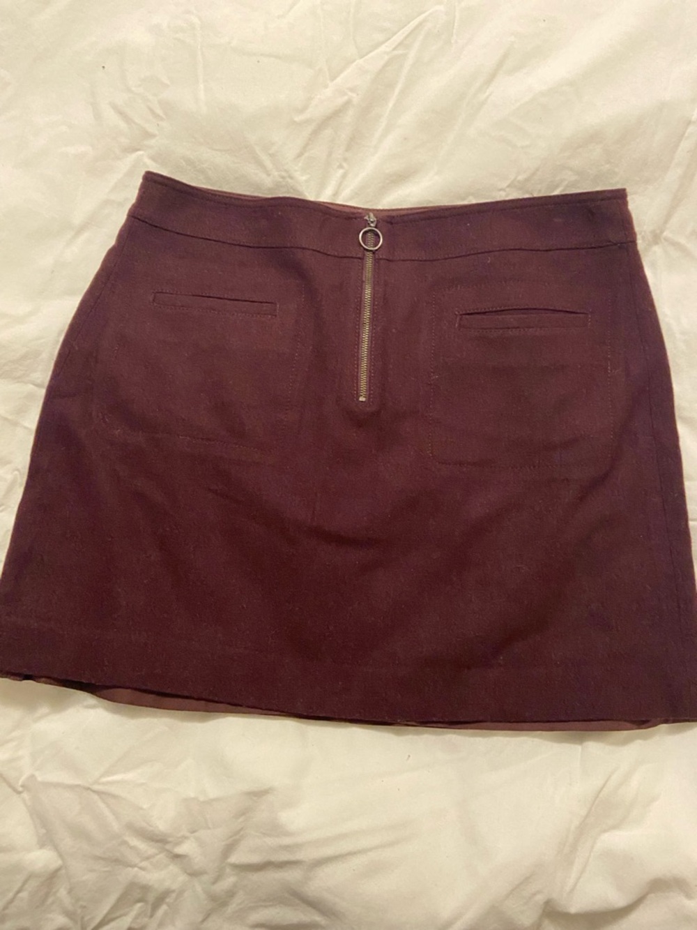Madewell Burgundy Front Zip Mini Skirt